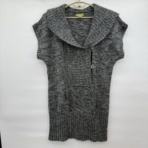 Pulp Tunic Sweater Short Sleeves Lagenlook Wool Blend Gray Warm Cozy XL